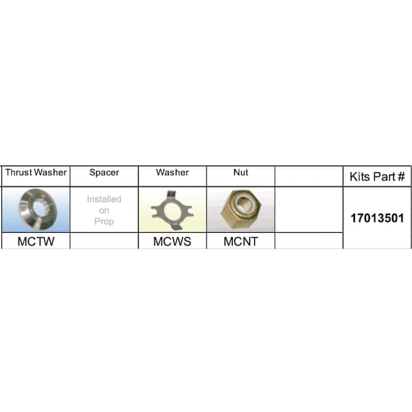 Fixed Hub Propeller Hardware Kit - Mercury, Type C